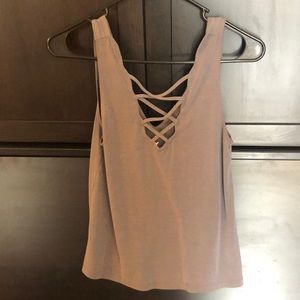 American Eagle Scalloped Criss Cross Tank Top